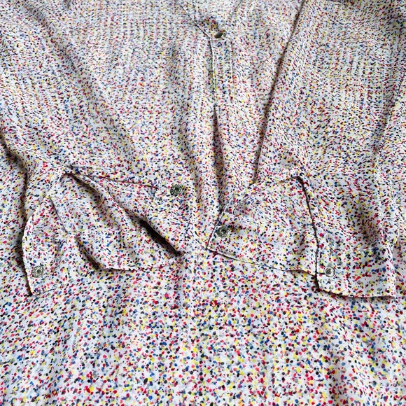 Liz Claiborne Women’s Size S Blouse Multicolor Long Sleeve V Neck Polyester - Picture 8 of 10